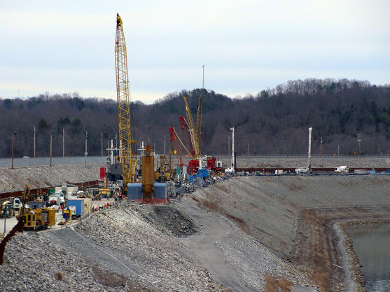 Working on Wolf Creek Dam