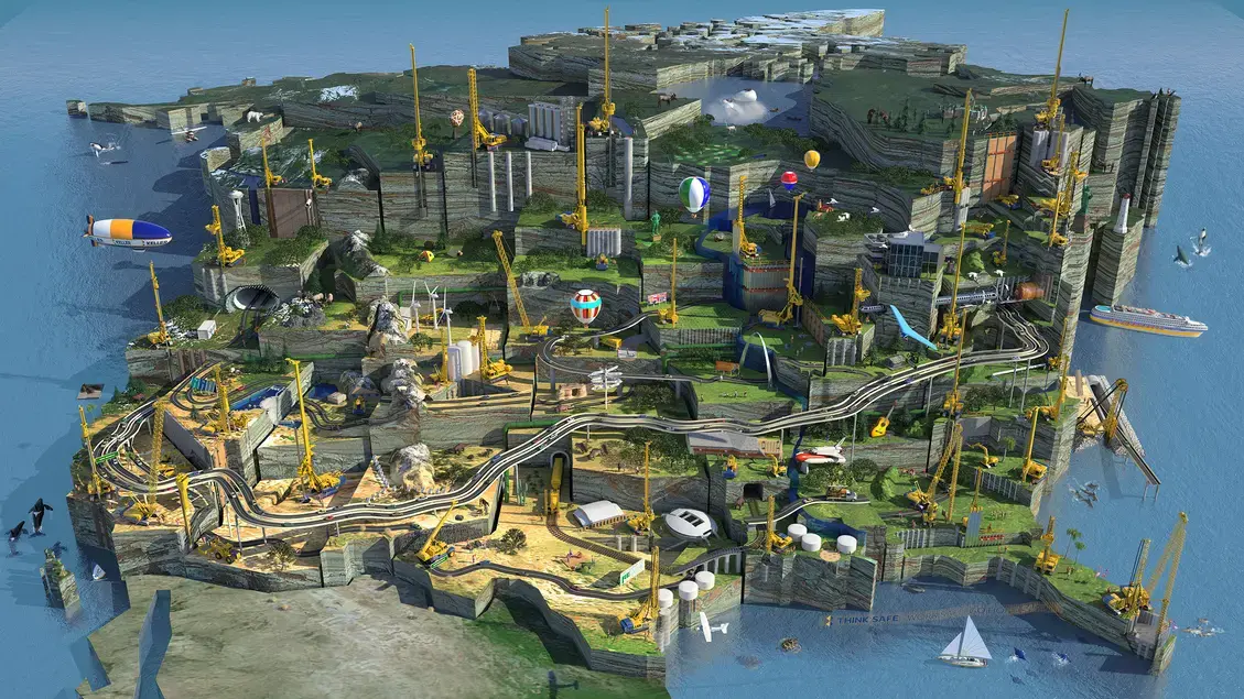 Illustration of North America with rigs working