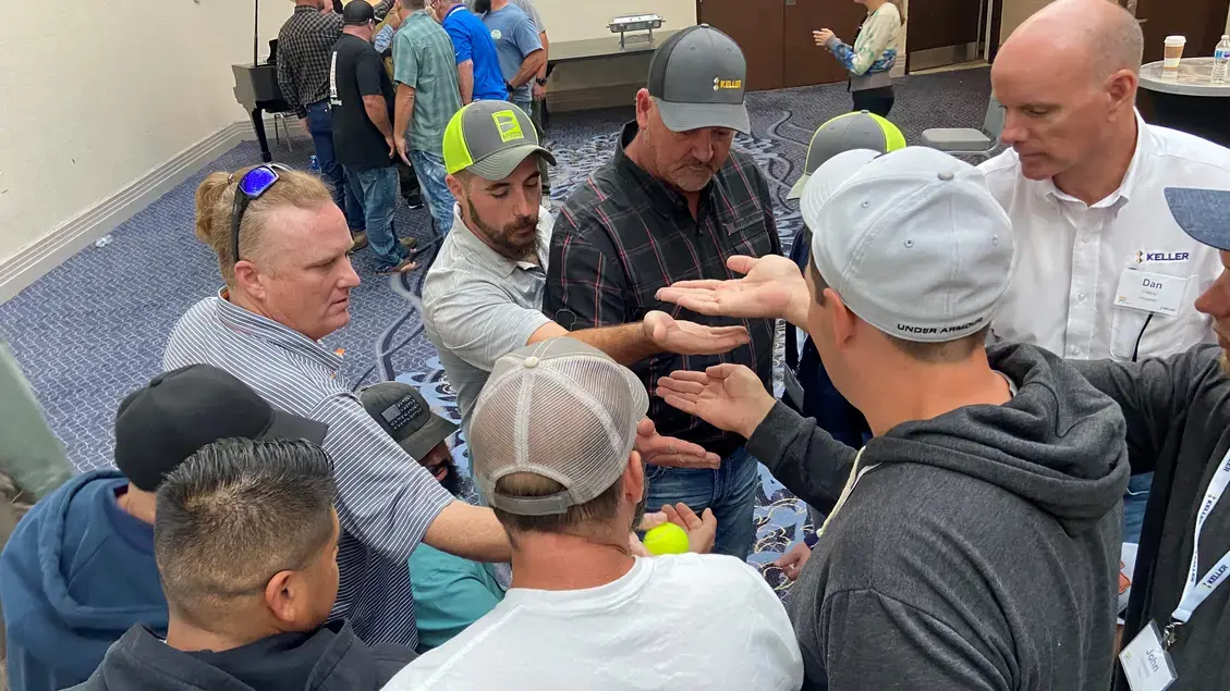 Field leaders participating in team building activity