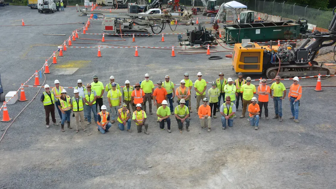 Aerial of Keller employees on the training site