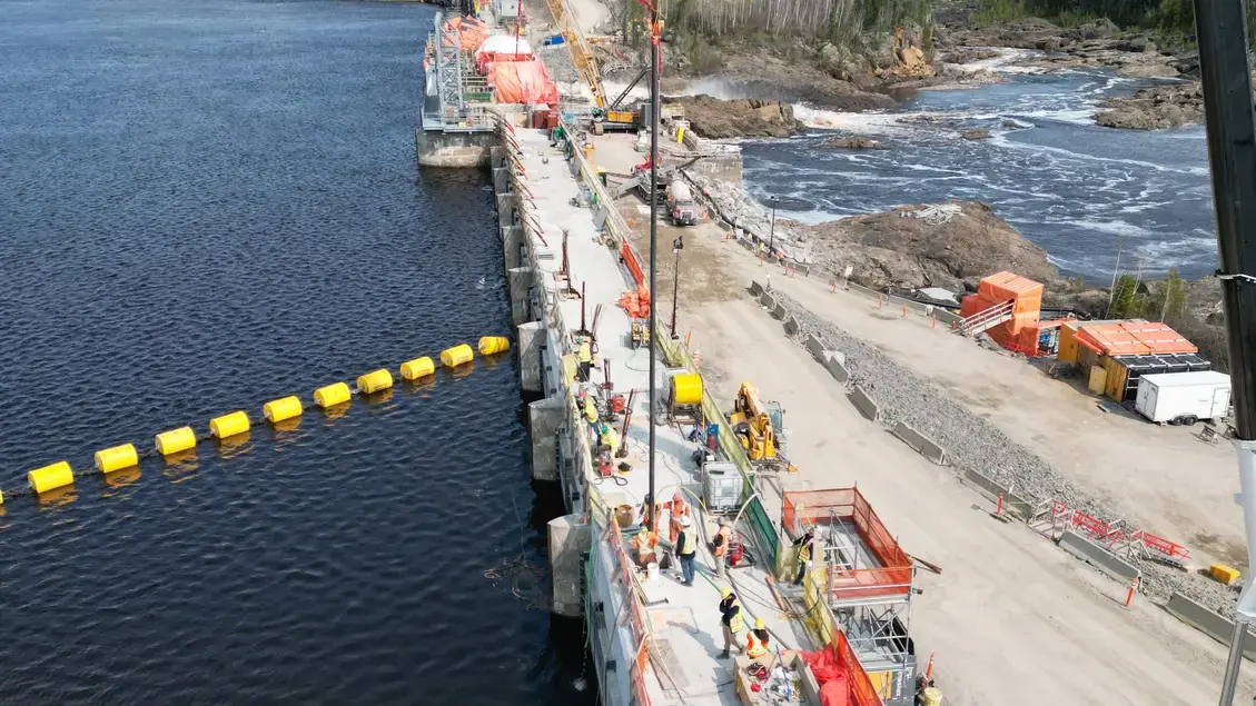 Aerial of dam work