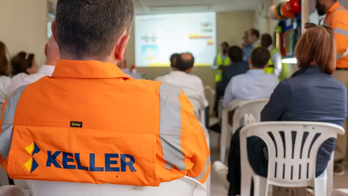 Employees at daily site briefing