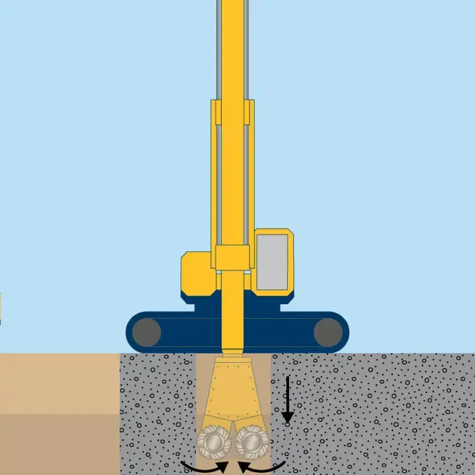 Cutter soil mixing technique illustration