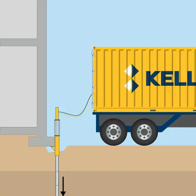 Jacked in piles technique illustration