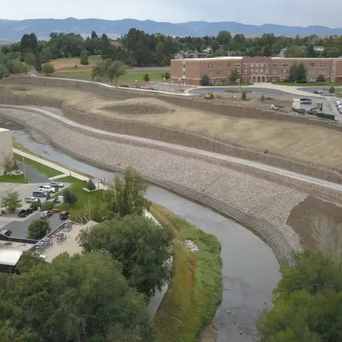 Aerial of a slope stabilization project