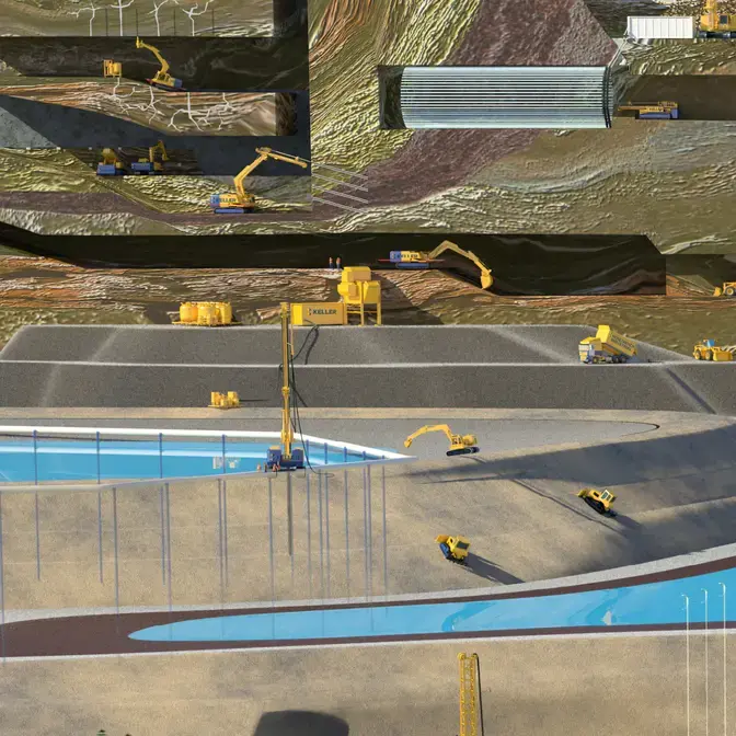 Illustration of geotechnical work at a mine