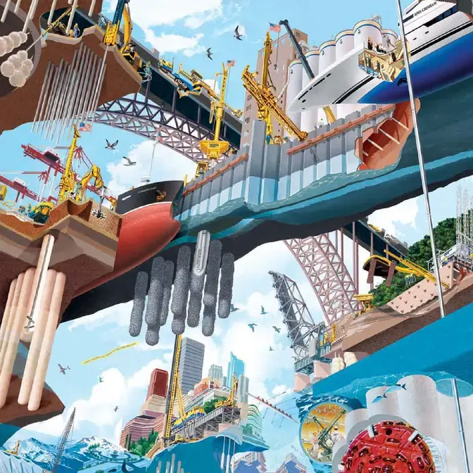 illustration of geotechnical work for ports