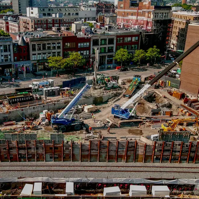 Aerial of shoring project