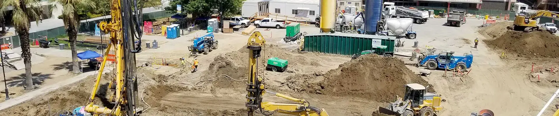 Dry soil mixing being performed at San Jose State University