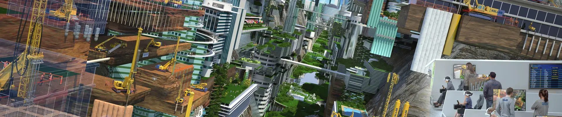 Illustration of a city being built