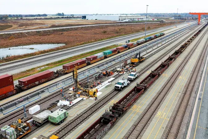 Logistics Park Intermodal Facility micropiles aerial