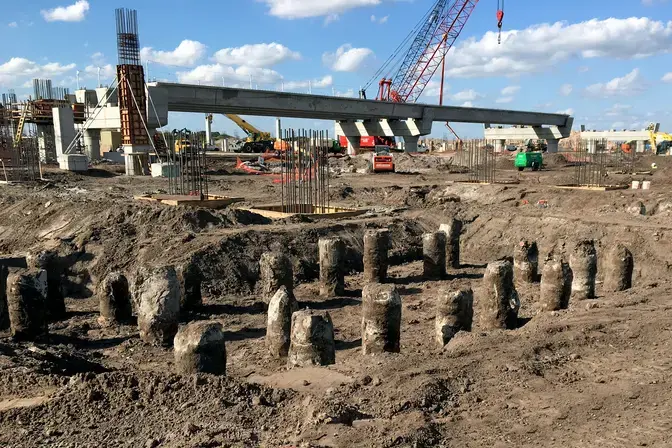 Orlando Airport Intermodal Facility displacement piles