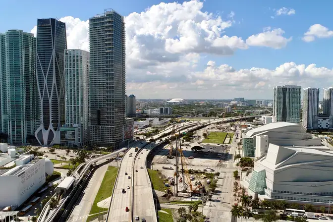 Aerial view of the Miami Signature Bridge