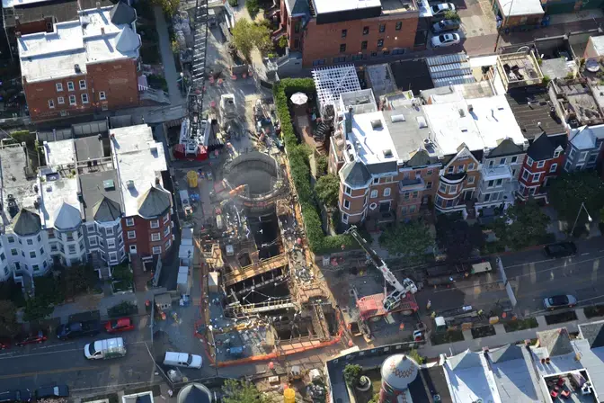 Aerial of ground freezing for the First Street Tunnel