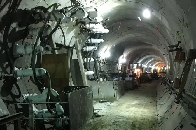 Ground freezing system within the tunnel.