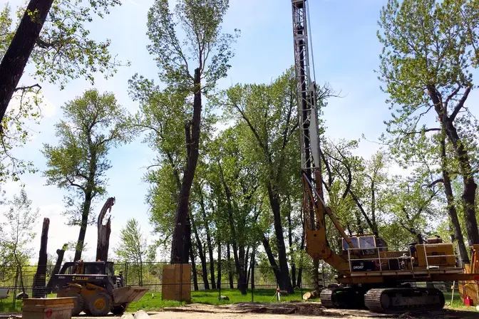 Preparing to install drilled shafts at Calgary Zoo
