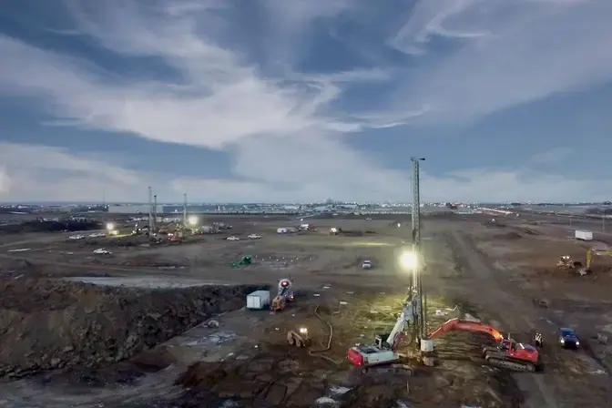 Installing CFA piles on site.