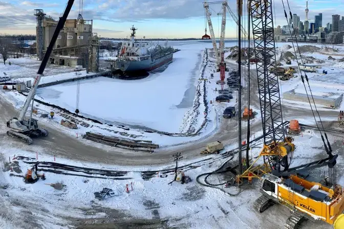 View of the working site of the Port Lands