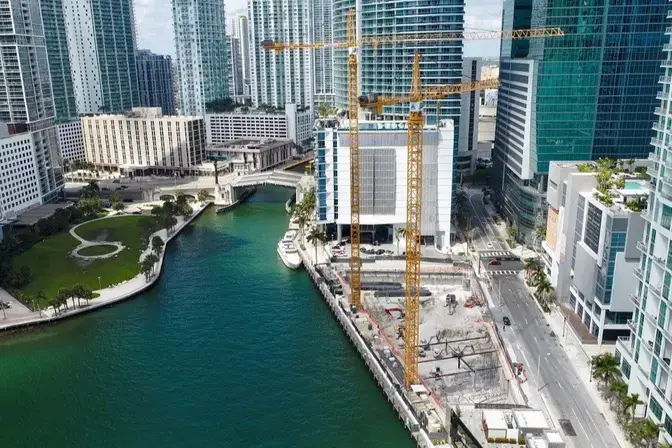 construction site to the right of Biscayne Bay