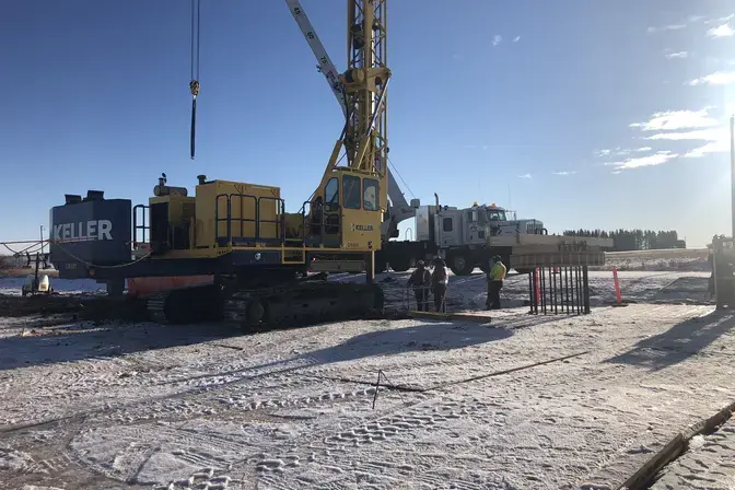 drill rig on site on a sunny day
