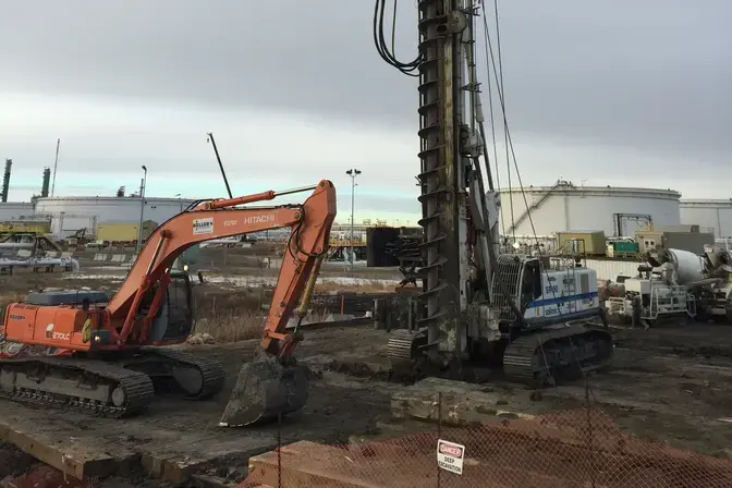 construction site for bridge abutment