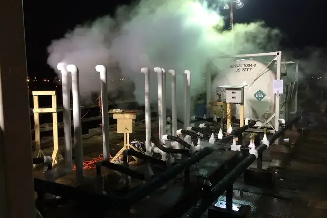 pipes and steam from ground freezing operations