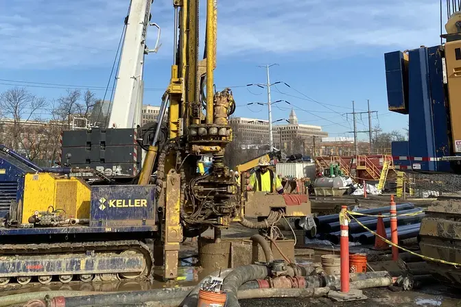 drill rig on construction site