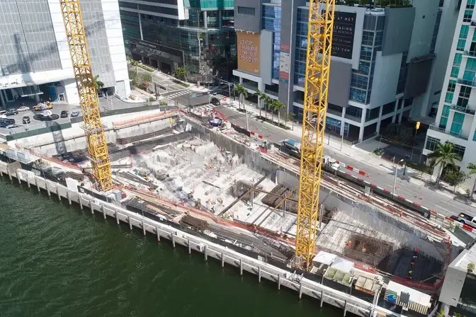 construction site next to the Biscayne Bay