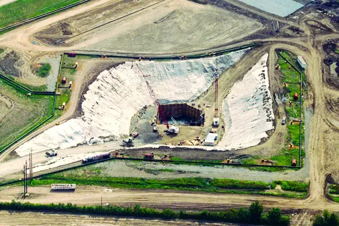 aerial view of an excavation