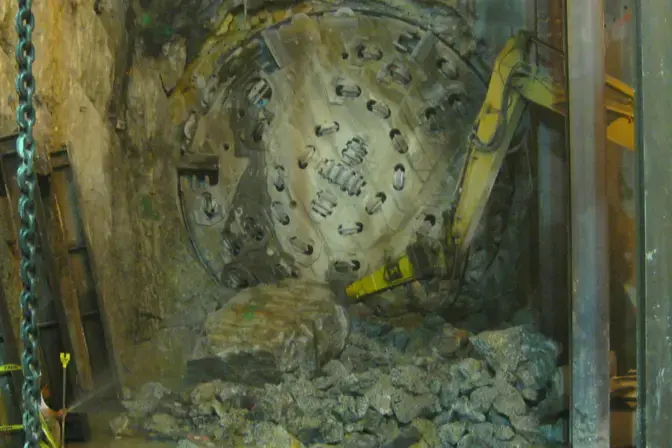 breakthrough of a tunnel boring machine