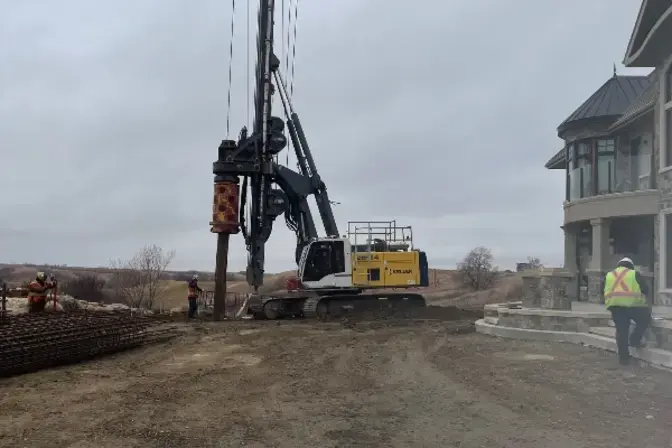 drilled shaft installation near residential home