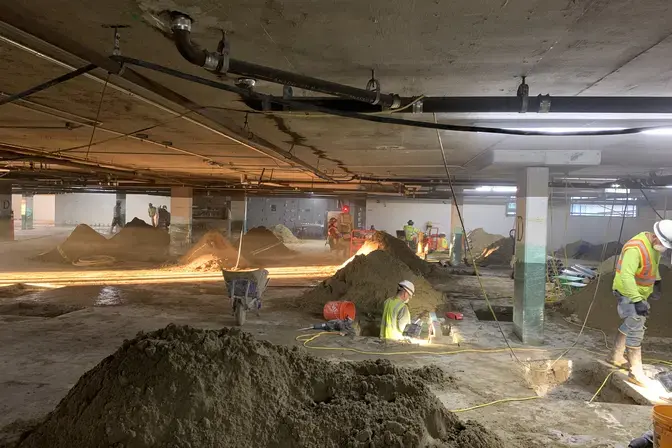 Construction in a parking garage