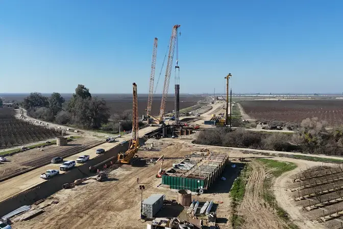 Aerial view of rigs