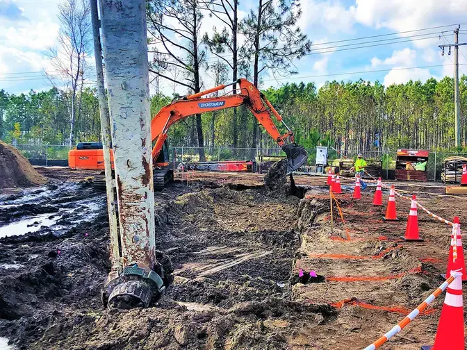 Lees Former Impoundment wet soil mixing