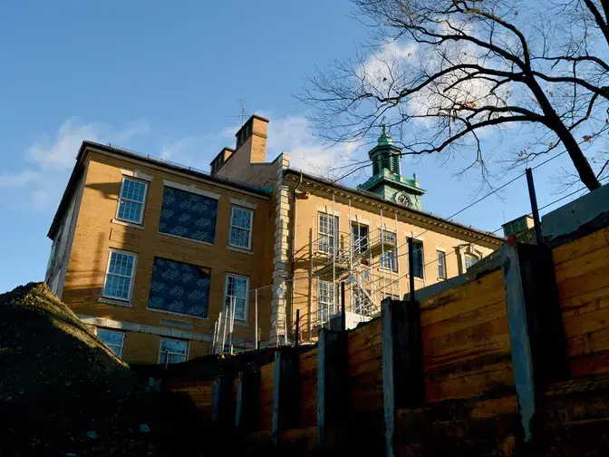 Historic Public School soldier piles and lagging wall