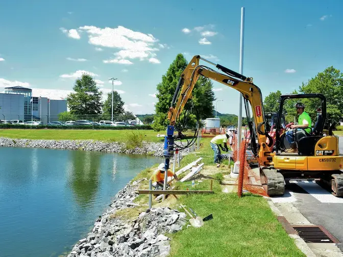 Titan’s Practice Facility Sidewalk helical piles