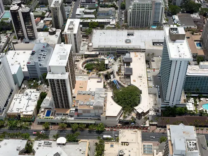 An aerial of the International Marketplace