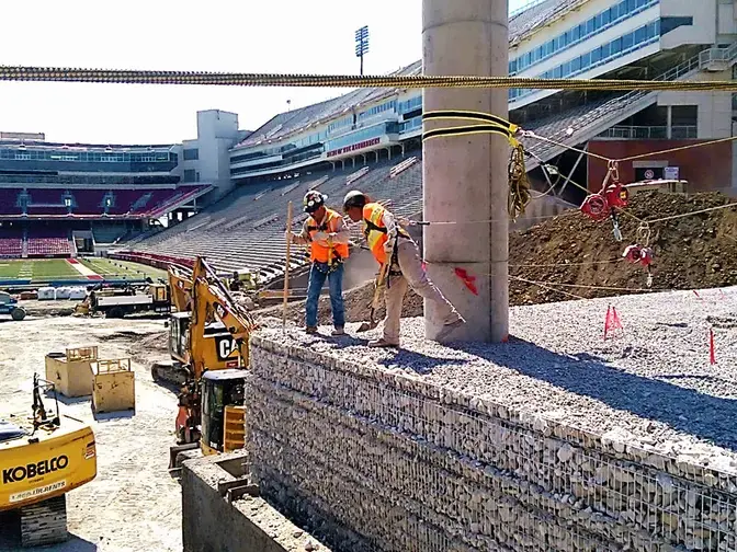 Completed MSE walls for the Razorback Stadium Upgrade