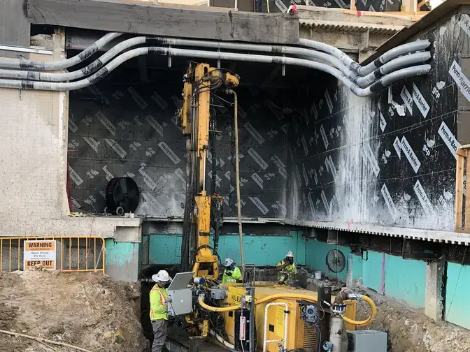 Soil mixing being installed for St Joseph's Hospital