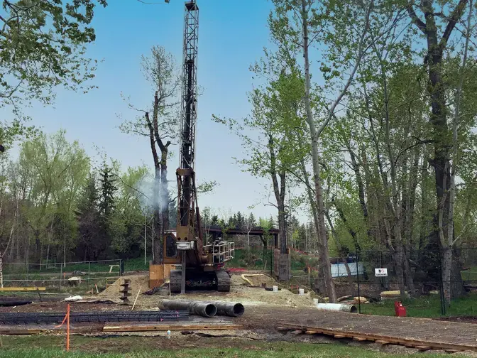 Installing drilled shafts at the Calgary Zoo