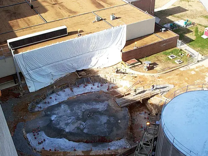 Aerial of the installed micropiles
