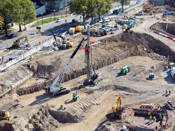Installing displacement CFA piles