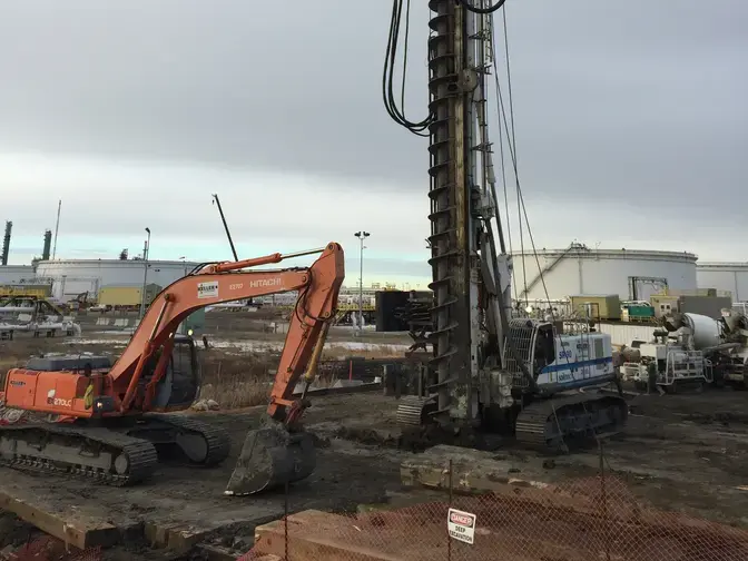 construction site for bridge abutment