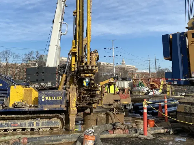 drill rig on construction site