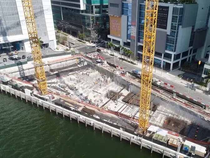 construction site next to the Biscayne Bay