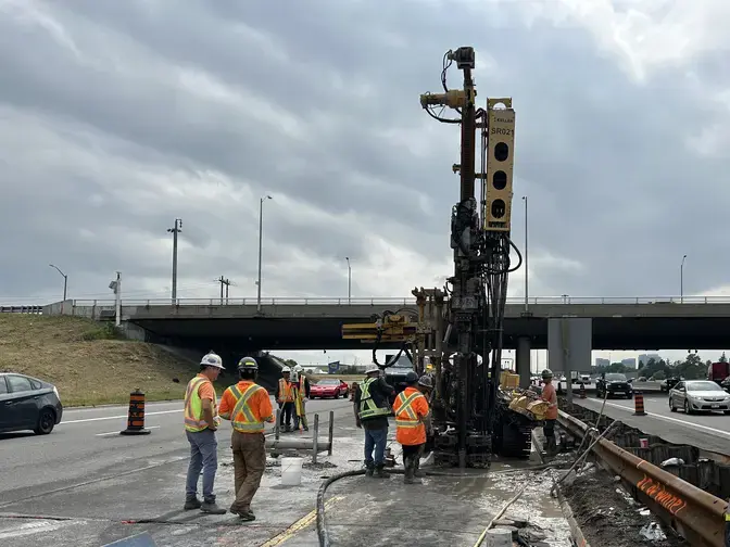 construction work on side of highway road