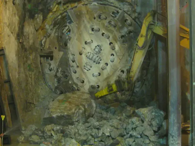 breakthrough of a tunnel boring machine