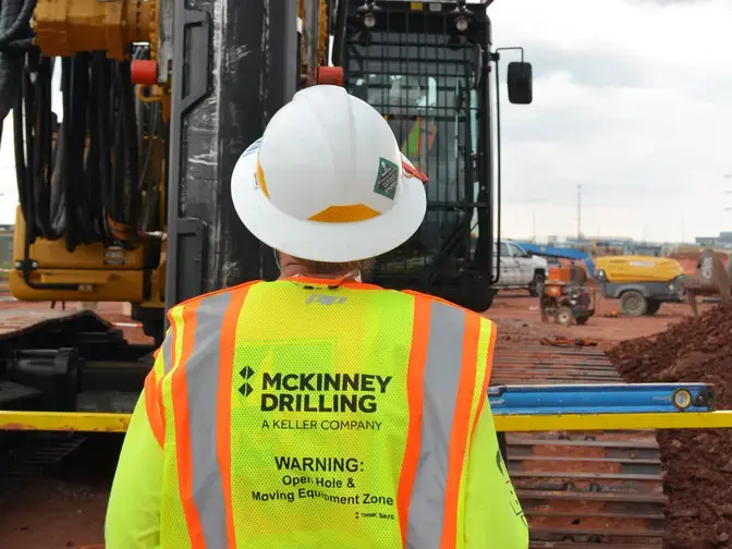 Worker with McKinney Drilling vest
