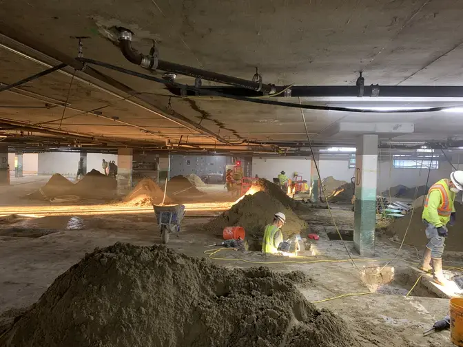 Construction in a parking garage