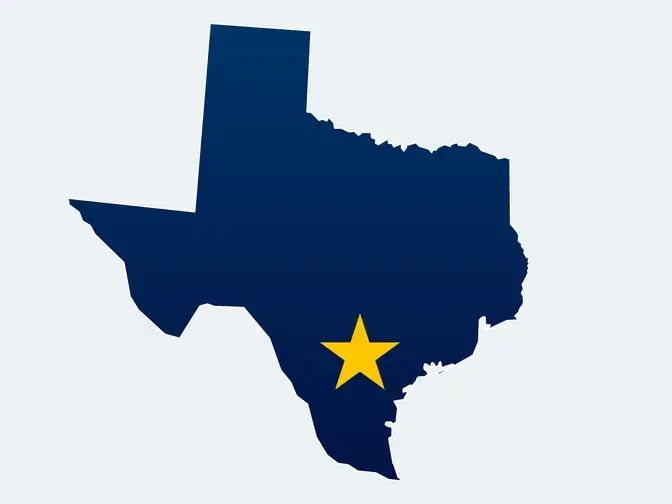 Pin on a map of Texas